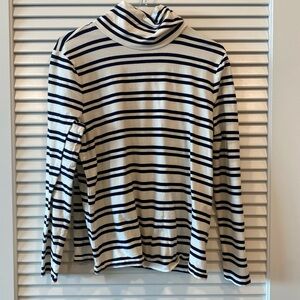 Talbots Navy and White Stripe Turtleneck Size Large Petite